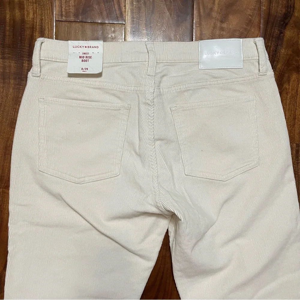 NWT Lucky Brand Mid Rise Corduroy Sweet Boot Pants Cream 8/29 - Picture 9 of 11